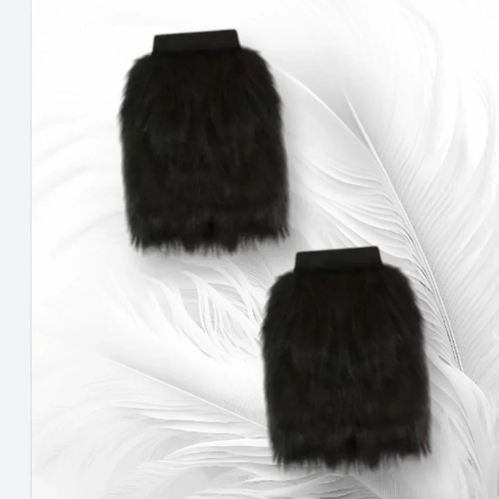 Black Faux Fur Boot Covers Leg Warmers